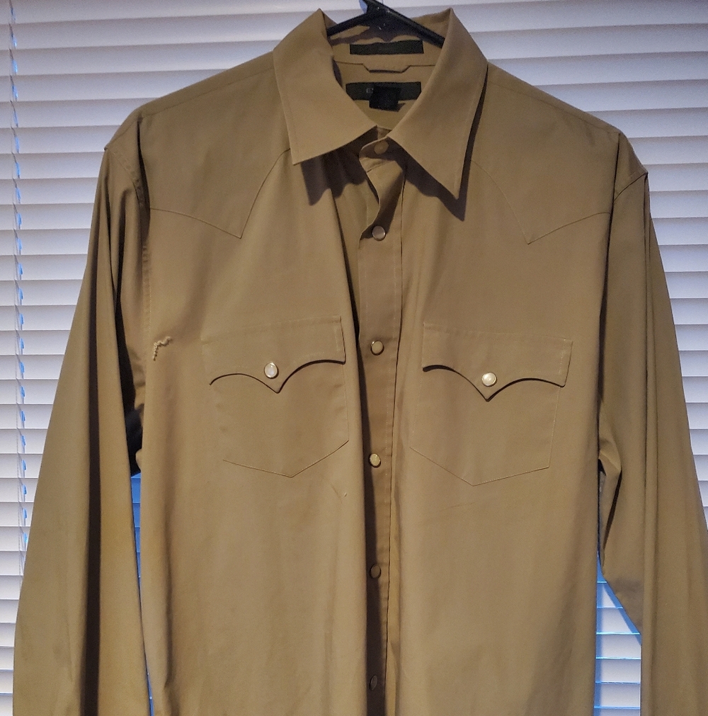 Men's Beige Button-Up Shirt